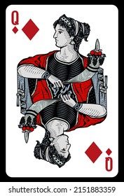 Queen of Diamonds playing card - Greece original design.