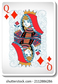 Queen of Diamonds Playing Card Isolated illustration