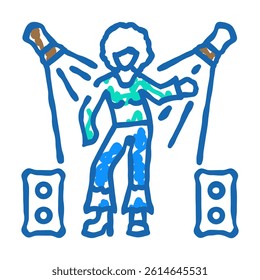 queen disco party doodle icon sketch vector. queen disco party sign. isolated symbol illustration
