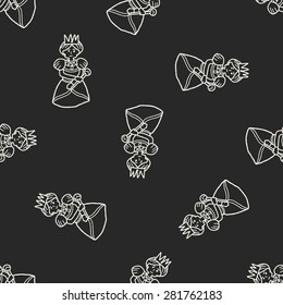 queen doodle seamless pattern background