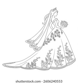 Queen drees victor size colouring page 
