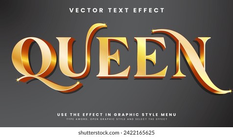 Queen editable text effect template with Gold text style theme