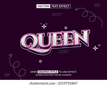 queen editable text, font effect, 3d text for title