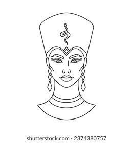 Сleopatra queen of Egypt. Line art style vector illustration.