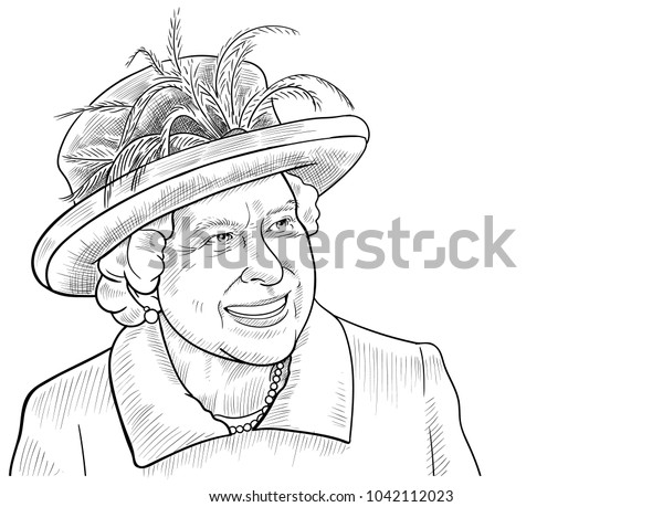 Queen Elizabeth Ii Vector Portrait Drawing Stock Vector (Royalty Free ...