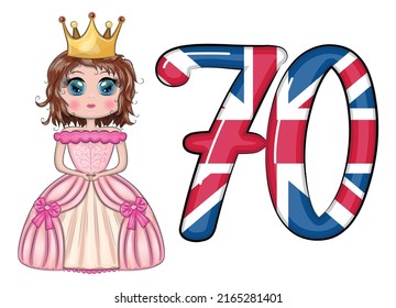 Queen Elizabeth Platinum Jubilee celebration poster. Queen reigns for 70 years