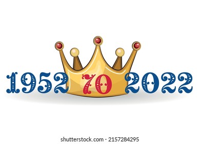 Queen Elizabeth Platinum Jubilee Crown Celebration Poster, Reigning 70 Years Since 1952 svg