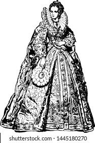 Queen Elizabeth, vintage engraved illustration