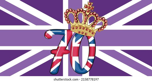 Queen Elizabeth's Platinum Jubilee celebration poster against the backdrop of the Union Jack, reigning 70 years since 1952 svg