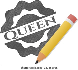 Queen emblem draw and pencil effect