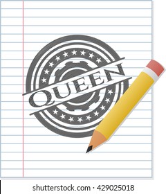 Queen emblem and pencil effect