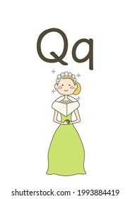 Queen English phonics spelling of q vector illustration 