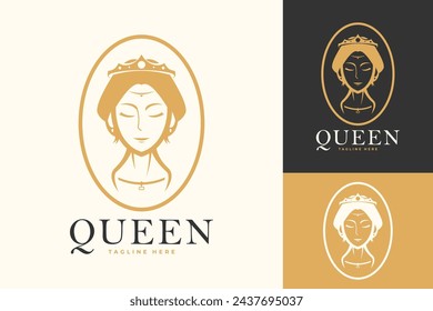 Queen Face Head Beauty Vector Logo Design