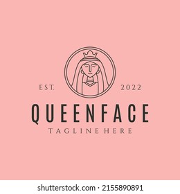 queen face line art logo vector symbol illustration design