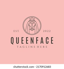 queen face line art logo vector symbol illustration design