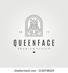diseño de imagen vectorial del logotipo de la corona de la cara de la reina