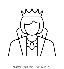 queen fairy tale line icon vector. queen fairy tale sign. isolated contour symbol black illustration