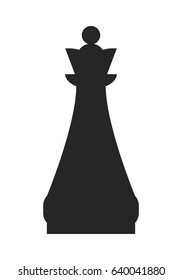 Queen. Flat black icon, object of chess pieces. Vector illustration