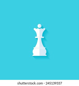 Queen flat icon. Modern flat icons vector collection with long shadow effect in stylish colors of web design objects. Trendy Flat Style. Isolated on blue background. Flat design. EPS 10.