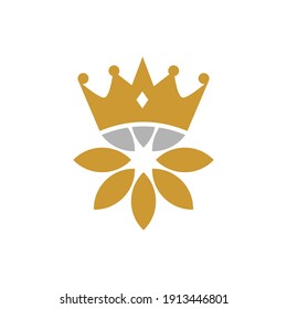 Queen Flower Logo a flower wearing a crown symbol