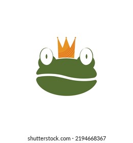 Queen frog logo vector icon. King toad.
