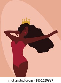 Queen girl. African-american girl with a crown. 