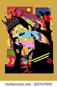 Queen, girl with crown and jewelry, pop art background  vector