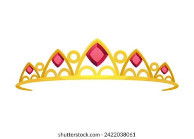 Icono vector de la corona dorada reina. Ilustración de dibujos animados de la princesa de oro tiara