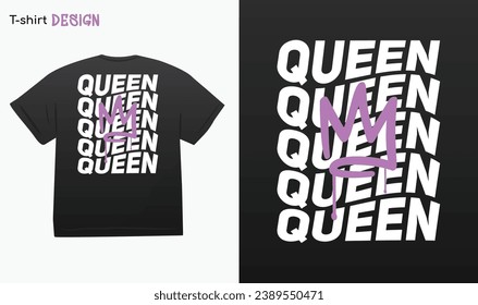 "Queen" Graffiti urban style lettering and crown drawing; Street wear, Typography lettering quote design, T-shirt mock up vector. Eps 10 vector