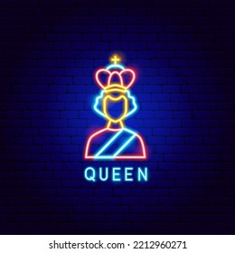 Etiqueta Neon de la Reina Gran Bretaña. Ilustración vectorial de la promoción nacional del país.