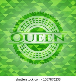 Queen green emblem. Mosaic background