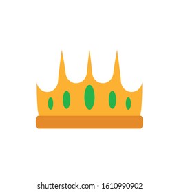 Queen green and gold crown design, Princess royal luxury jewelry kingdom insignia emperor authority and coronation theme Vector illustration