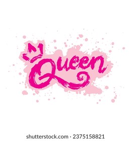 Queen. Hand drawn grunge lettering.Vector illustration for t-shirt print.