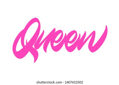 Queen. Hand drawn vector lettering design. Comics style. Design for t-shirt printing. Text suitable for card, brochure or typography design. - Vector.
