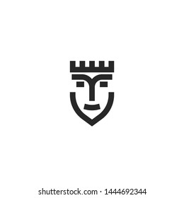 Queen head logo portrait lady in the crown playing card character in a monogram minimalist style