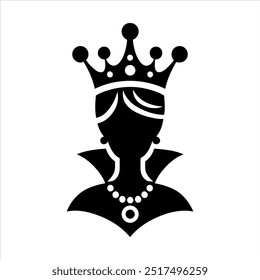 Silueta de la cabeza de la reina con el fondo blanco 