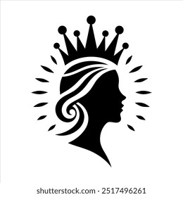 Queen Head silhouette with white background 