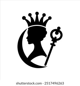 Queen Head silhouette with white background 