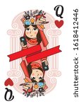 Queen of heart, deck of cards, Playing card character, cute design illustration, new modern concept, place your text, vector