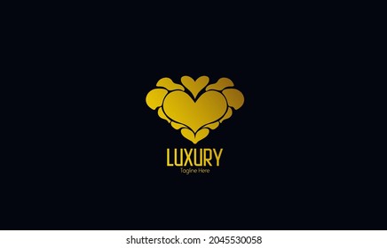 Queen Heart Luxury golden logo design - wedding logo, jewelry logo, love logo.