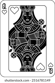 A queen of hearts card design from a playing cards deck pack 