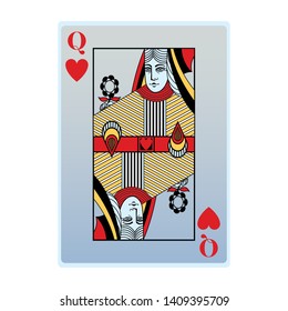 queen of hearts card icon cartoon vector illustration graphic design