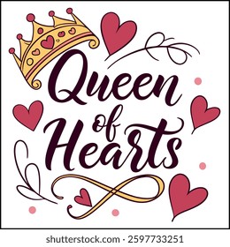 Queen of Hearts Crown T Shirt Design
