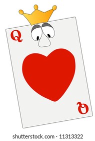 queen of hearts with google eyes and crown - vector