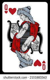 Queen of Hearts playing card - Greece original design.