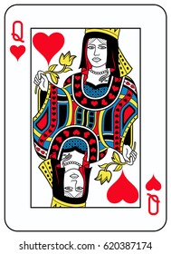 Queen of hearts playing card inspired by french tradition 
