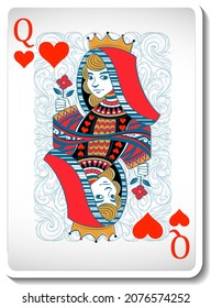 Queen of Hearts Playing Card Isolated illustration