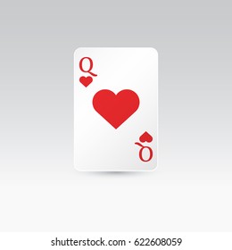 Queen of hearts playing card isolated