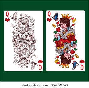 Queen of hearts playing card suit.