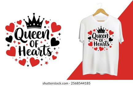 Queen Of Hearts Valentine T-shirt Design